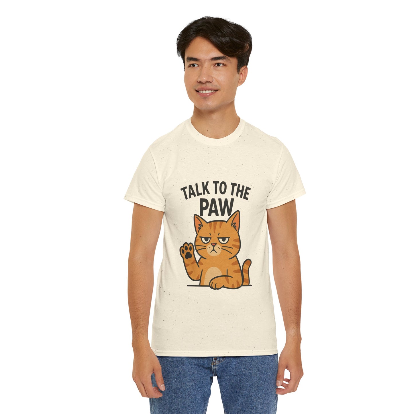Funny Cat Tee, Talk to the Paw Cotton T-Shirt, Pet Lover Gift, Soft Unisex Shirt, Casual Wear, Cat Parent Apparel