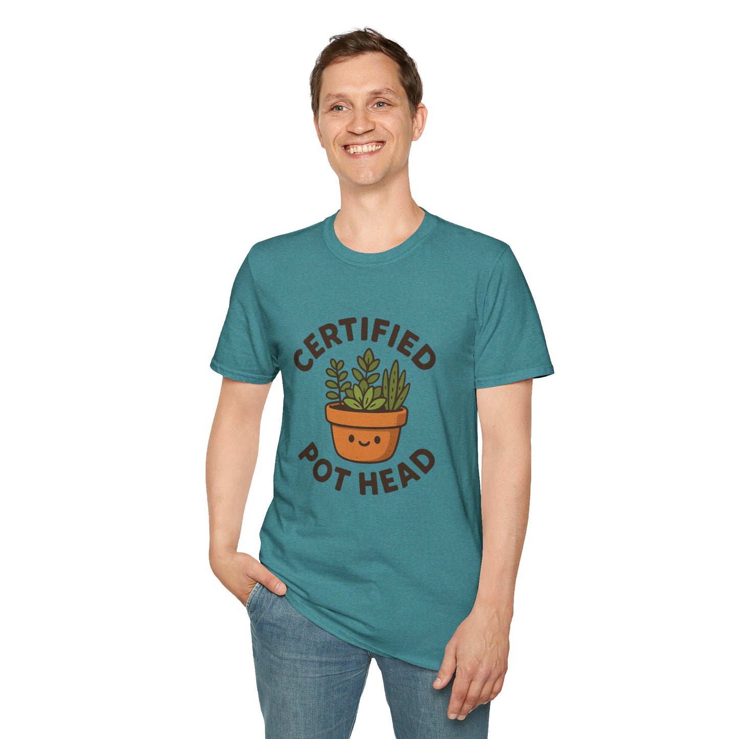 Certified Pot Head Unisex Softstyle T-Shirt, Plant Lover Gift, Funny Tee, Gardening Apparel, Botanical Humor Shirt, Perfect for Housewarming