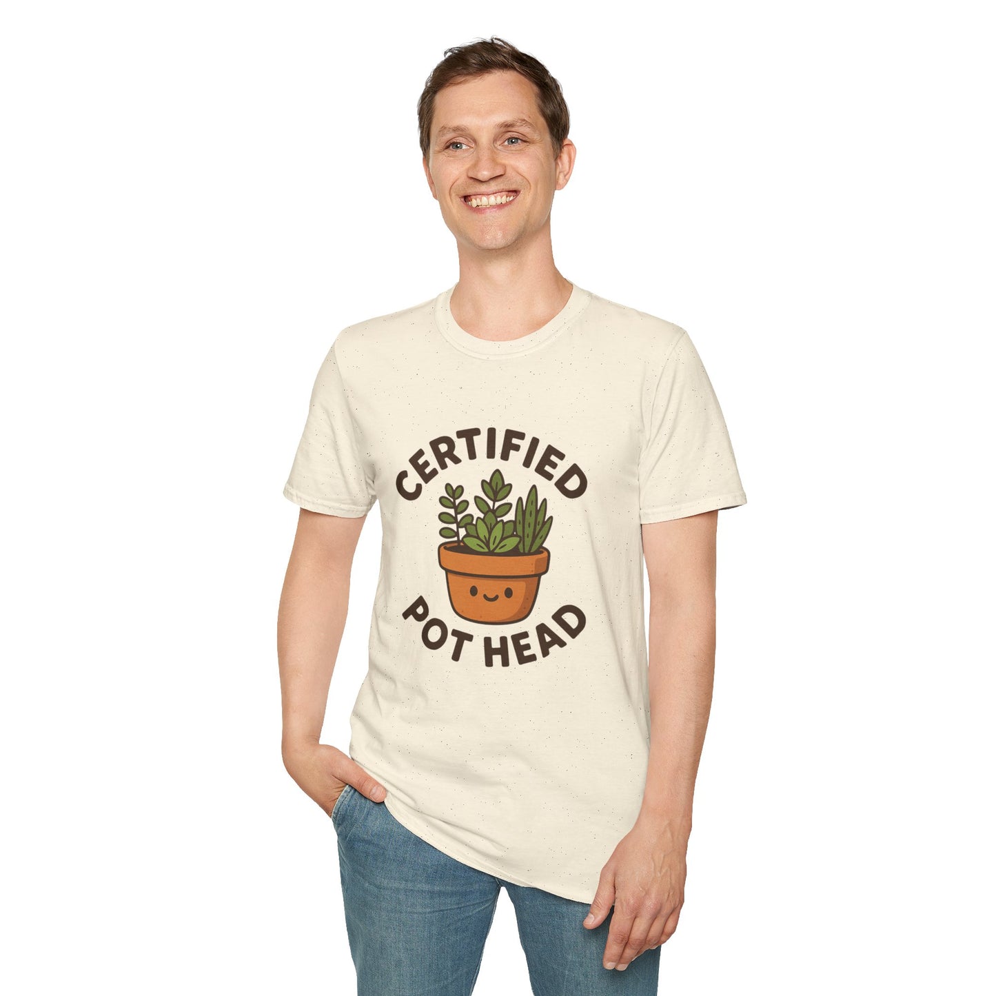Certified Pot Head Unisex Softstyle T-Shirt, Plant Lover Gift, Funny Tee, Gardening Apparel, Botanical Humor Shirt, Perfect for Housewarming