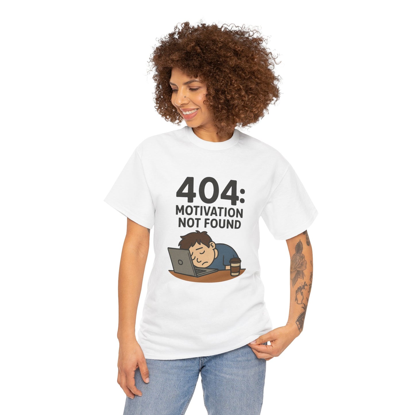 404: Motivation Not Found Tee | Funny Cotton T-Shirt, Gift for Students, Casual Wear, Motivational Humor, Unisex Shirt
