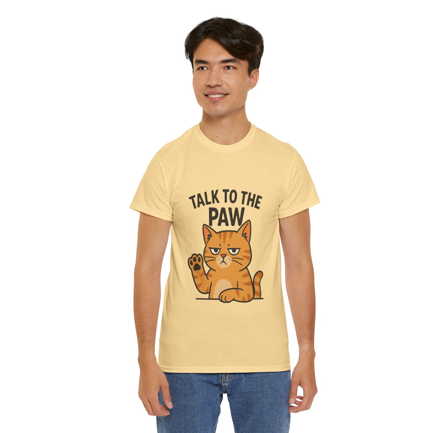 Funny Cat Tee, Talk to the Paw Cotton T-Shirt, Pet Lover Gift, Soft Unisex Shirt, Casual Wear, Cat Parent Apparel