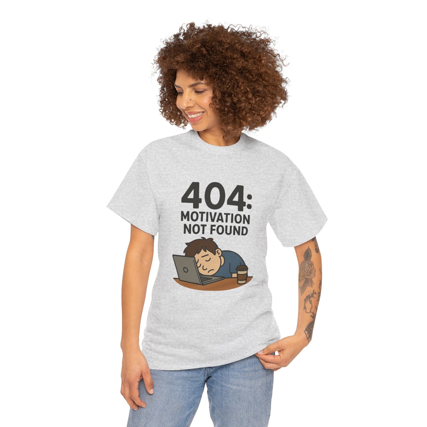 404: Motivation Not Found Tee | Funny Cotton T-Shirt, Gift for Students, Casual Wear, Motivational Humor, Unisex Shirt