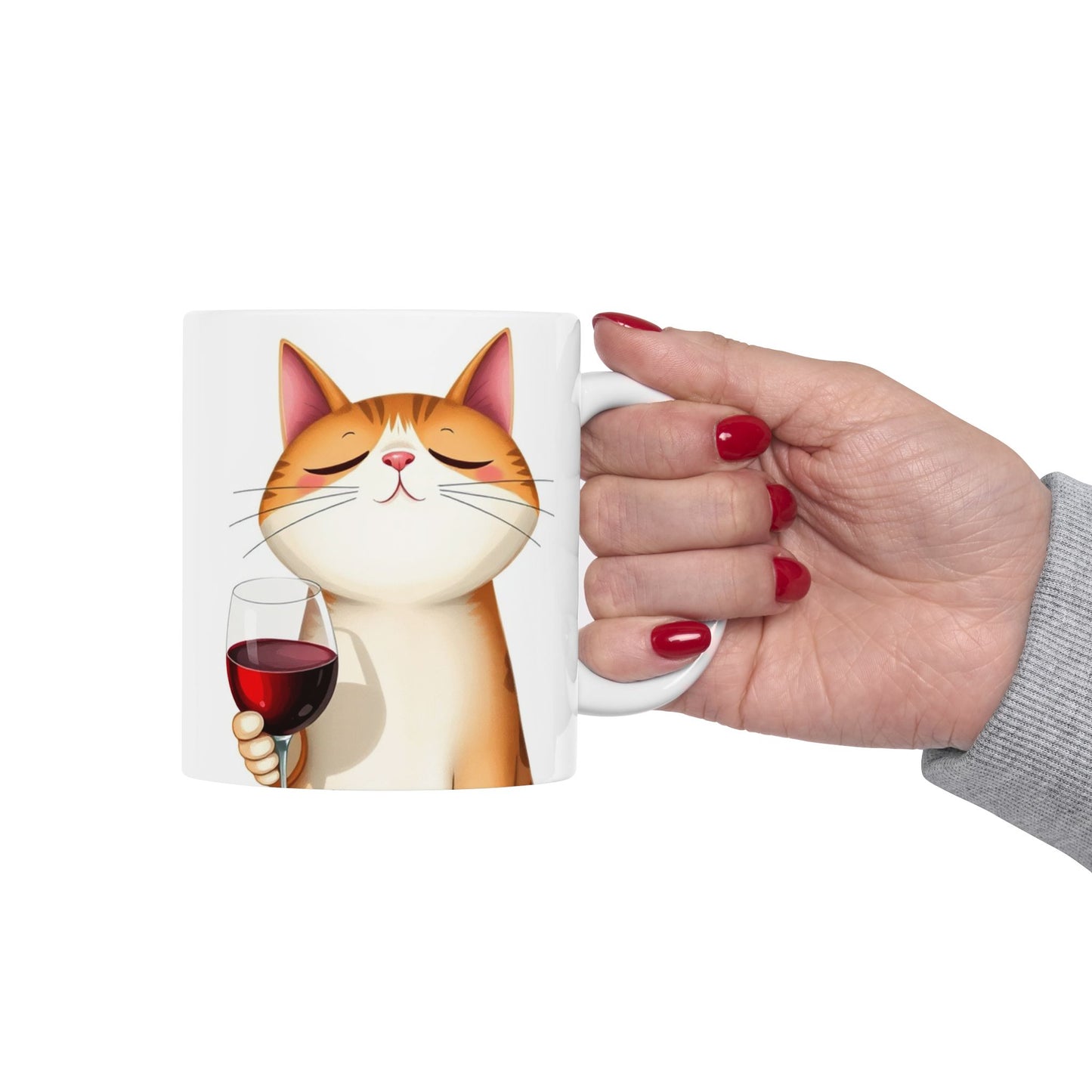 Cat Lover's Wine Ceramic Mug - Perfect Gift for Animal Enthusiasts, Cat Mom Mug, Funny Coffee Cup, Pet Lover Gift, Unique Home Decor