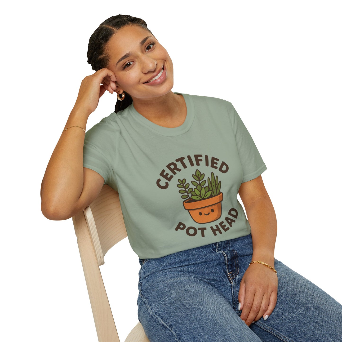 Certified Pot Head Unisex Softstyle T-Shirt, Plant Lover Gift, Funny Tee, Gardening Apparel, Botanical Humor Shirt, Perfect for Housewarming