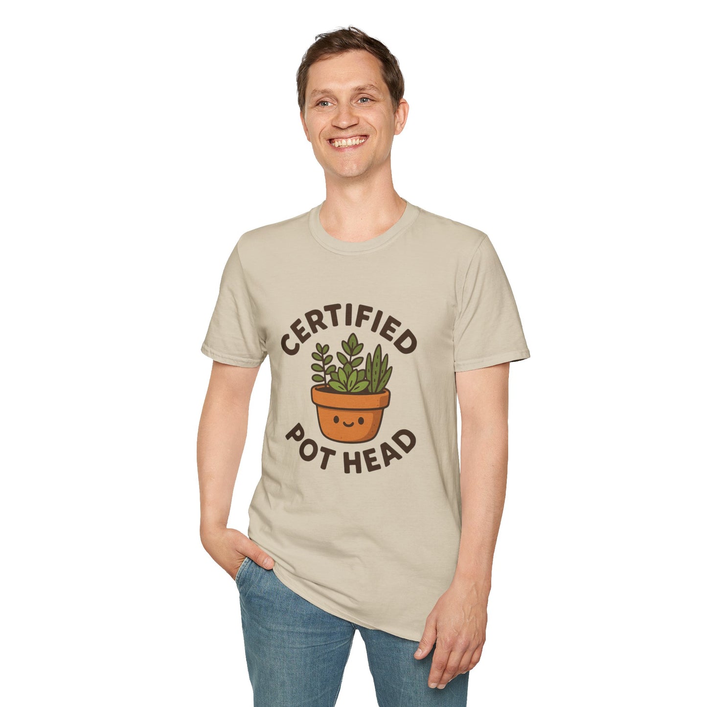 Certified Pot Head Unisex Softstyle T-Shirt, Plant Lover Gift, Funny Tee, Gardening Apparel, Botanical Humor Shirt, Perfect for Housewarming