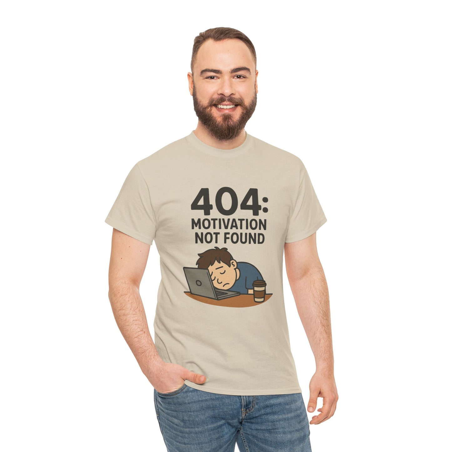 404: Motivation Not Found Tee | Funny Cotton T-Shirt, Gift for Students, Casual Wear, Motivational Humor, Unisex Shirt