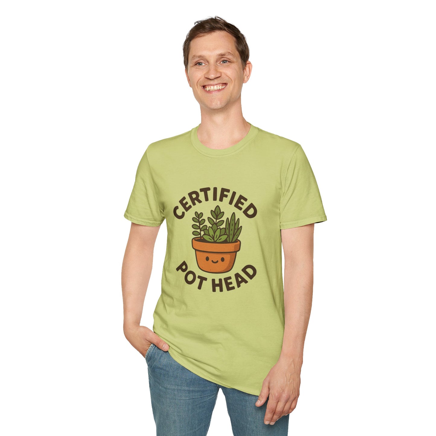 Certified Pot Head Unisex Softstyle T-Shirt, Plant Lover Gift, Funny Tee, Gardening Apparel, Botanical Humor Shirt, Perfect for Housewarming