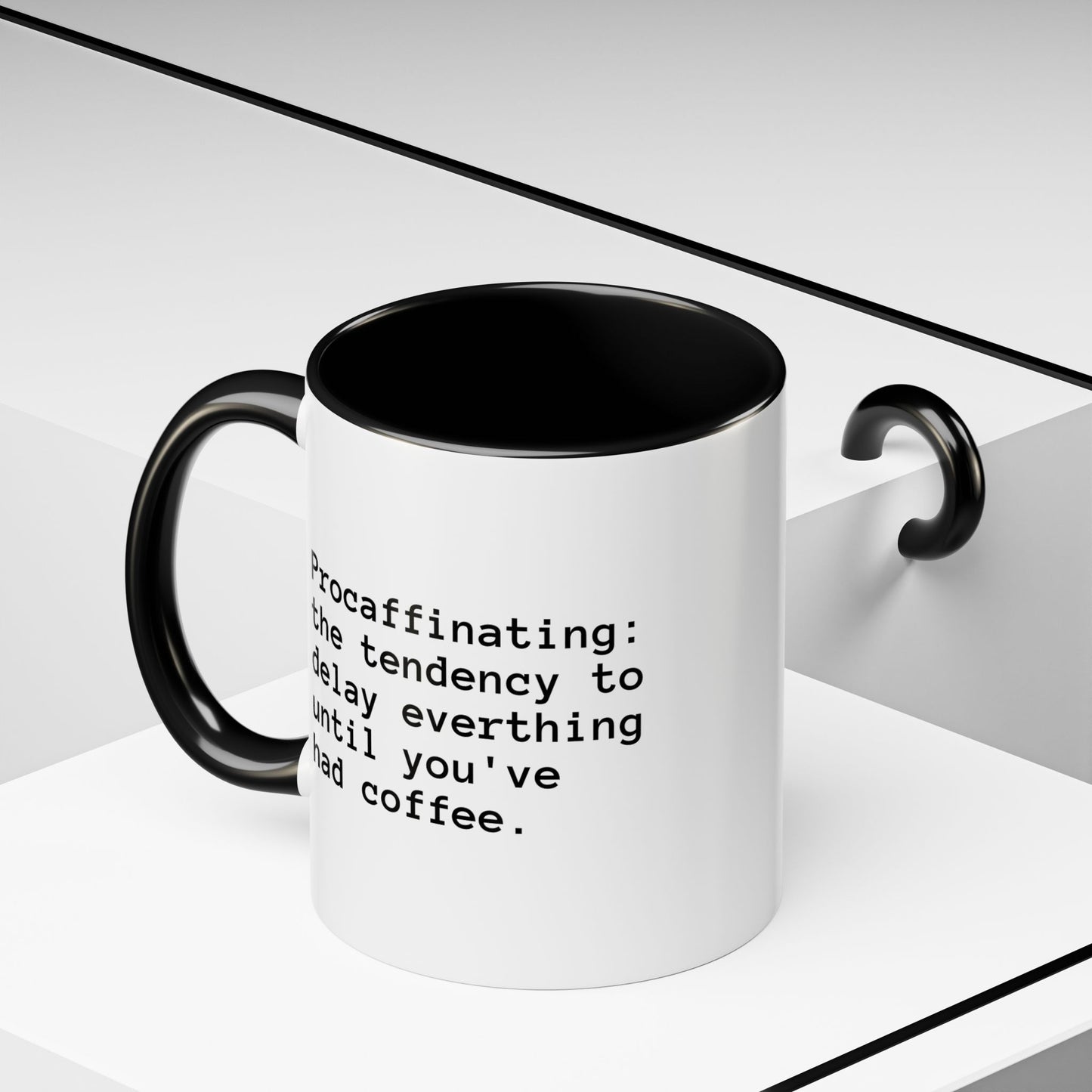 Accent Coffee Mug – Gift for Coffee Lovers, Black Handle Mug, Office Decor, Funny Mug