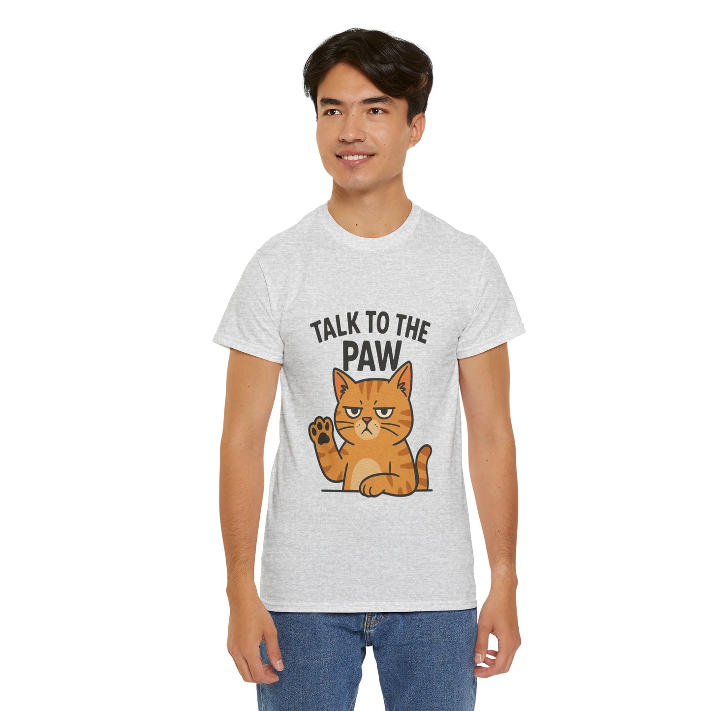 Funny Cat Tee, Talk to the Paw Cotton T-Shirt, Pet Lover Gift, Soft Unisex Shirt, Casual Wear, Cat Parent Apparel