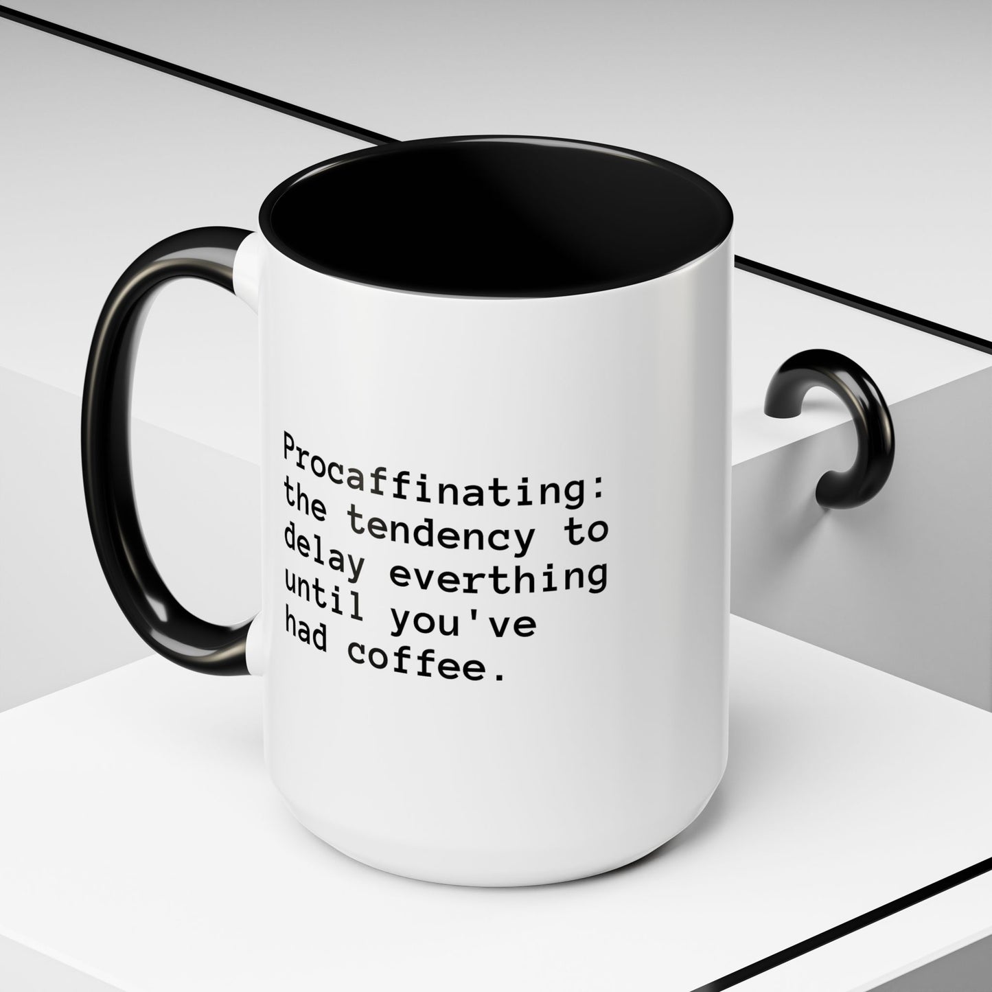 Accent Coffee Mug – Gift for Coffee Lovers, Black Handle Mug, Office Decor, Funny Mug