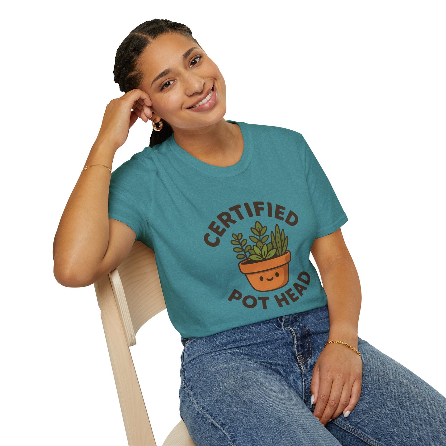 Certified Pot Head Unisex Softstyle T-Shirt, Plant Lover Gift, Funny Tee, Gardening Apparel, Botanical Humor Shirt, Perfect for Housewarming