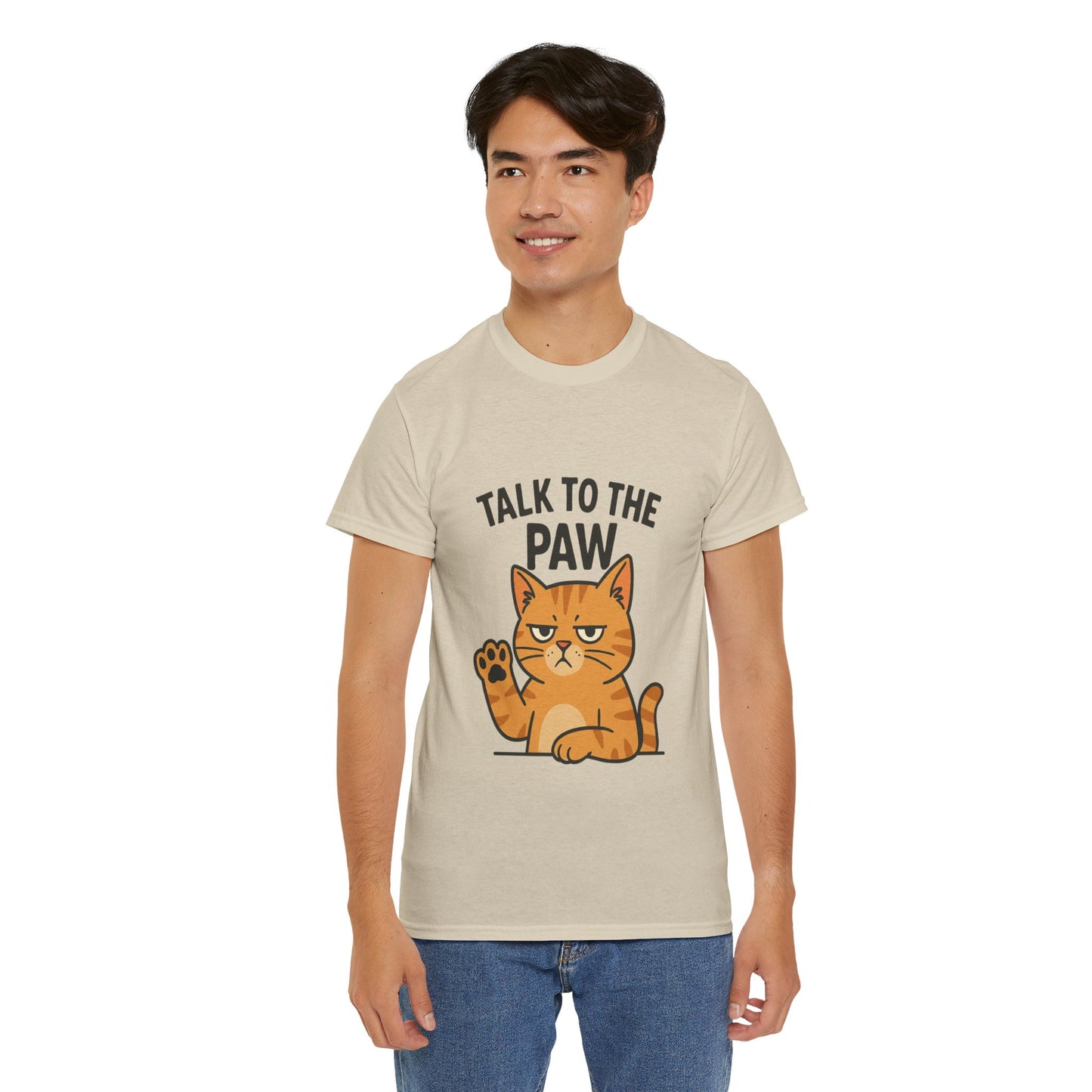 Funny Cat Tee, Talk to the Paw Cotton T-Shirt, Pet Lover Gift, Soft Unisex Shirt, Casual Wear, Cat Parent Apparel