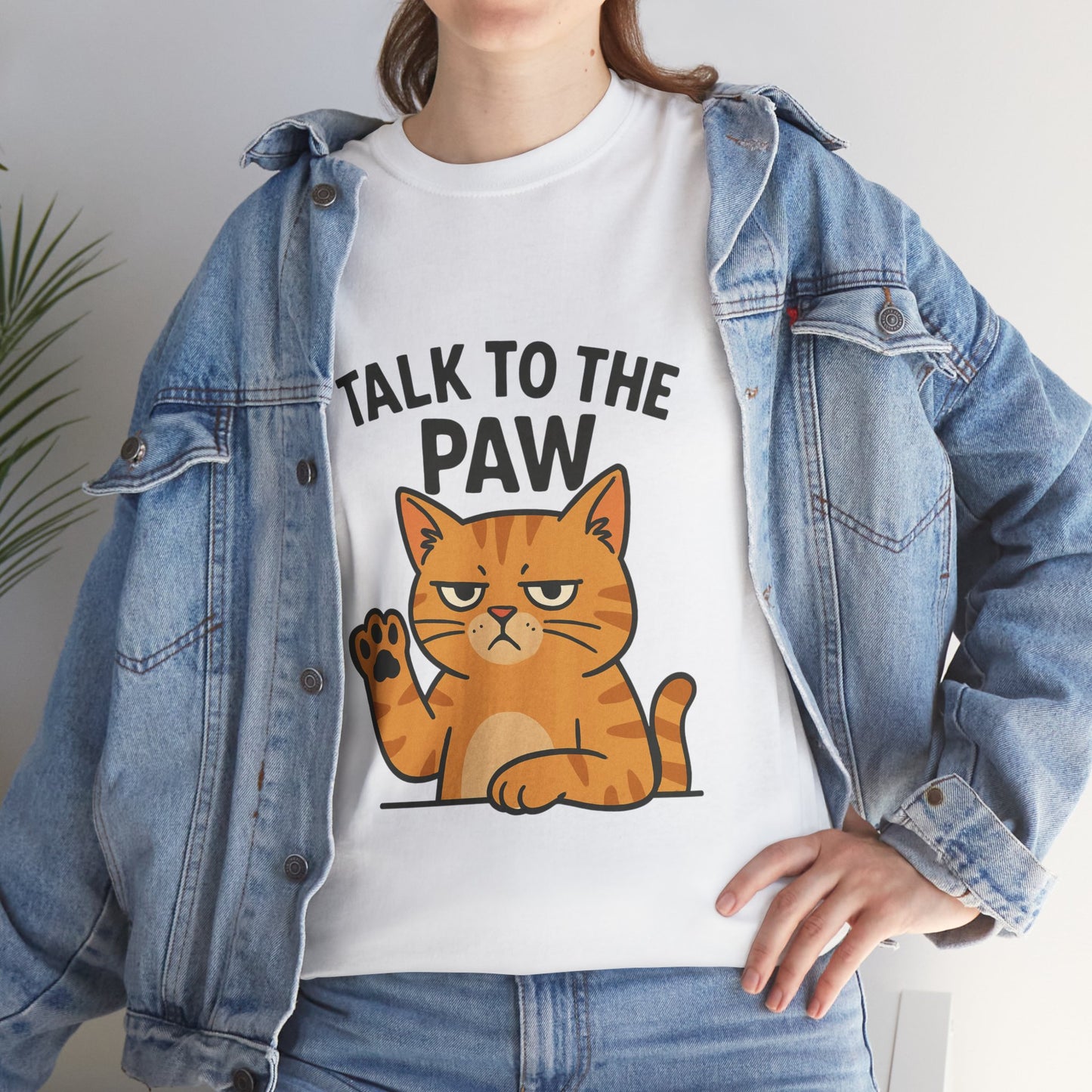 Funny Cat Tee, Talk to the Paw Cotton T-Shirt, Pet Lover Gift, Soft Unisex Shirt, Casual Wear, Cat Parent Apparel