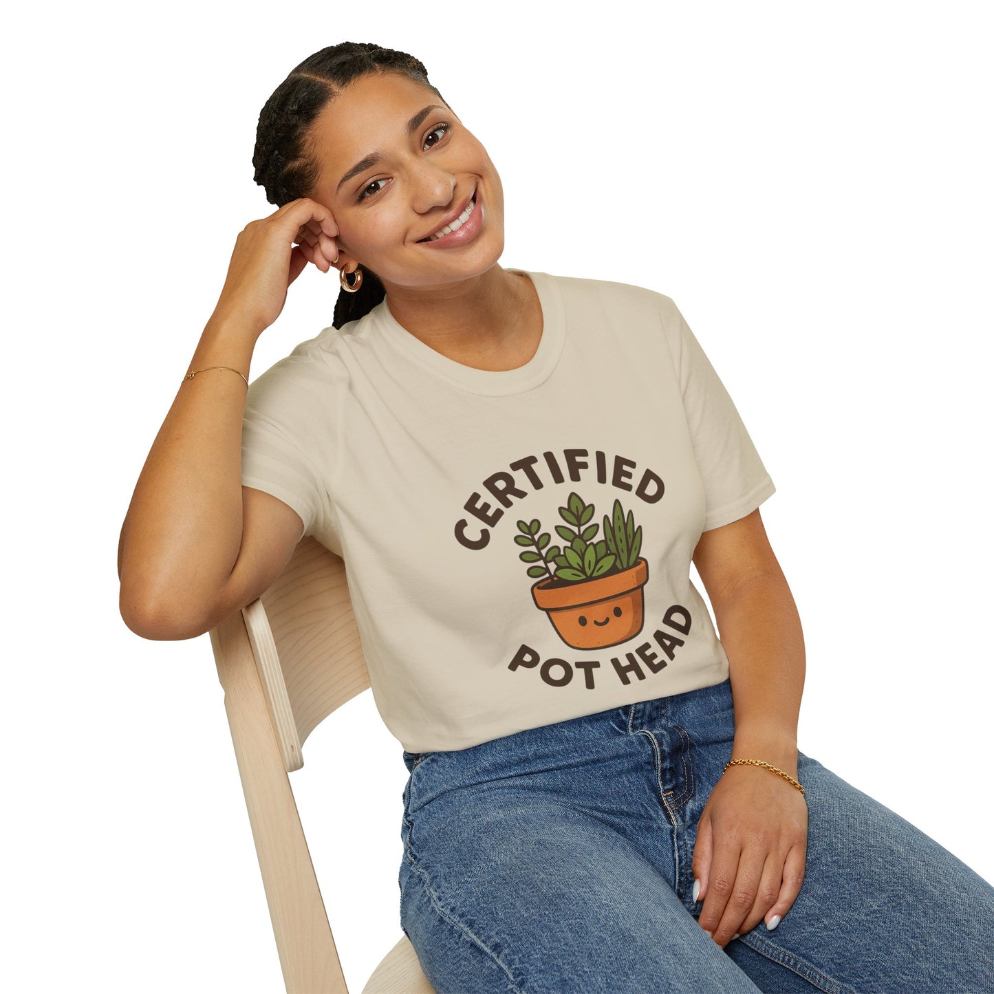 Certified Pot Head Unisex Softstyle T-Shirt, Plant Lover Gift, Funny Tee, Gardening Apparel, Botanical Humor Shirt, Perfect for Housewarming