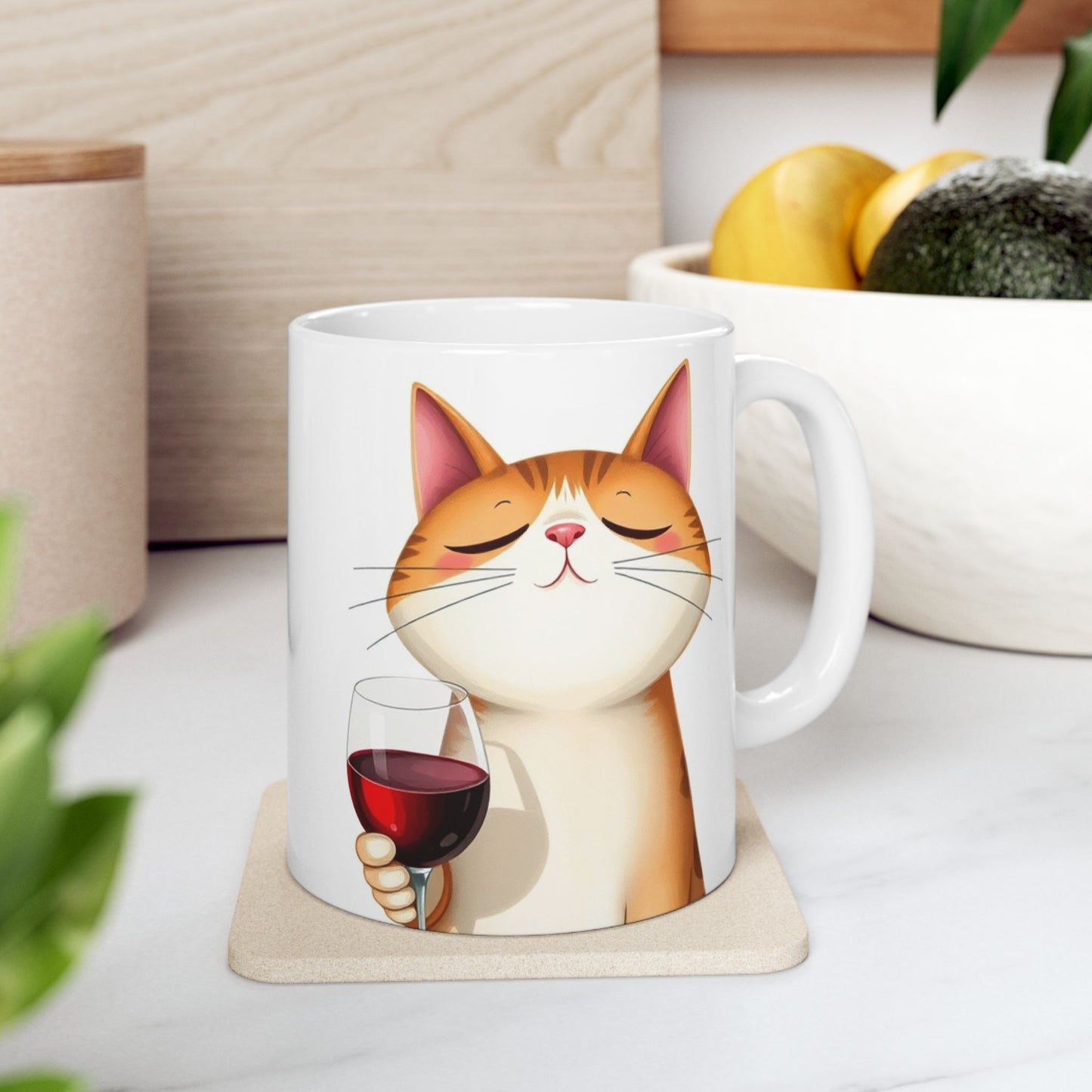 Cat Lover's Wine Ceramic Mug - Perfect Gift for Animal Enthusiasts, Cat Mom Mug, Funny Coffee Cup, Pet Lover Gift, Unique Home Decor