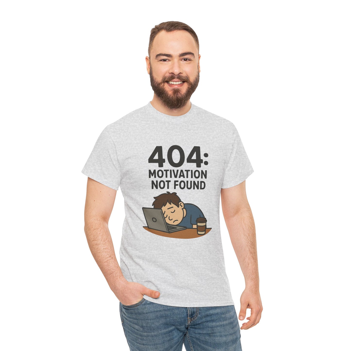 404: Motivation Not Found Tee | Funny Cotton T-Shirt, Gift for Students, Casual Wear, Motivational Humor, Unisex Shirt