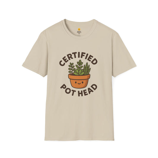 Certified Pot Head Unisex Softstyle T-Shirt, Plant Lover Gift, Funny Tee, Gardening Apparel, Botanical Humor Shirt, Perfect for Housewarming