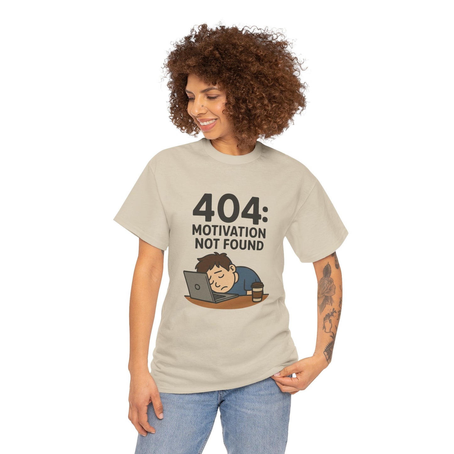 404: Motivation Not Found Tee | Funny Cotton T-Shirt, Gift for Students, Casual Wear, Motivational Humor, Unisex Shirt