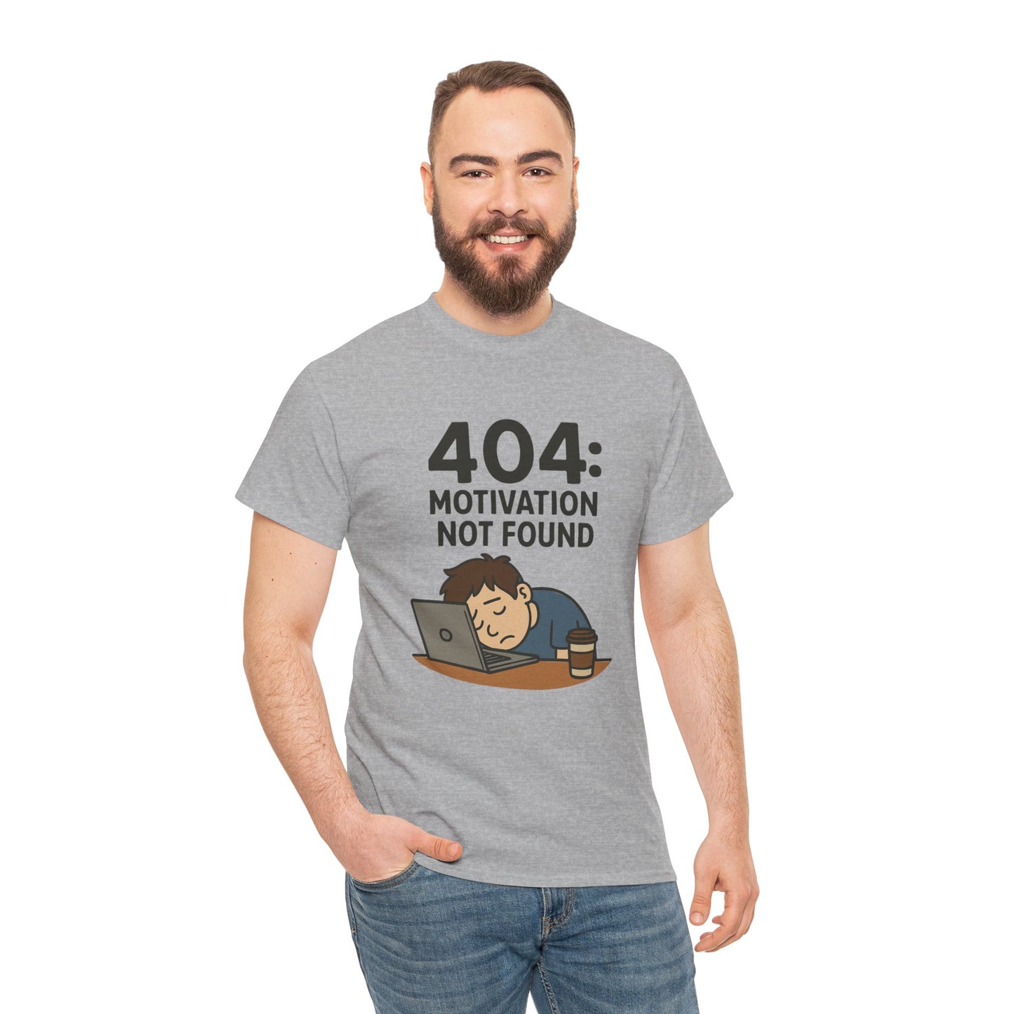 404: Motivation Not Found Tee | Funny Cotton T-Shirt, Gift for Students, Casual Wear, Motivational Humor, Unisex Shirt