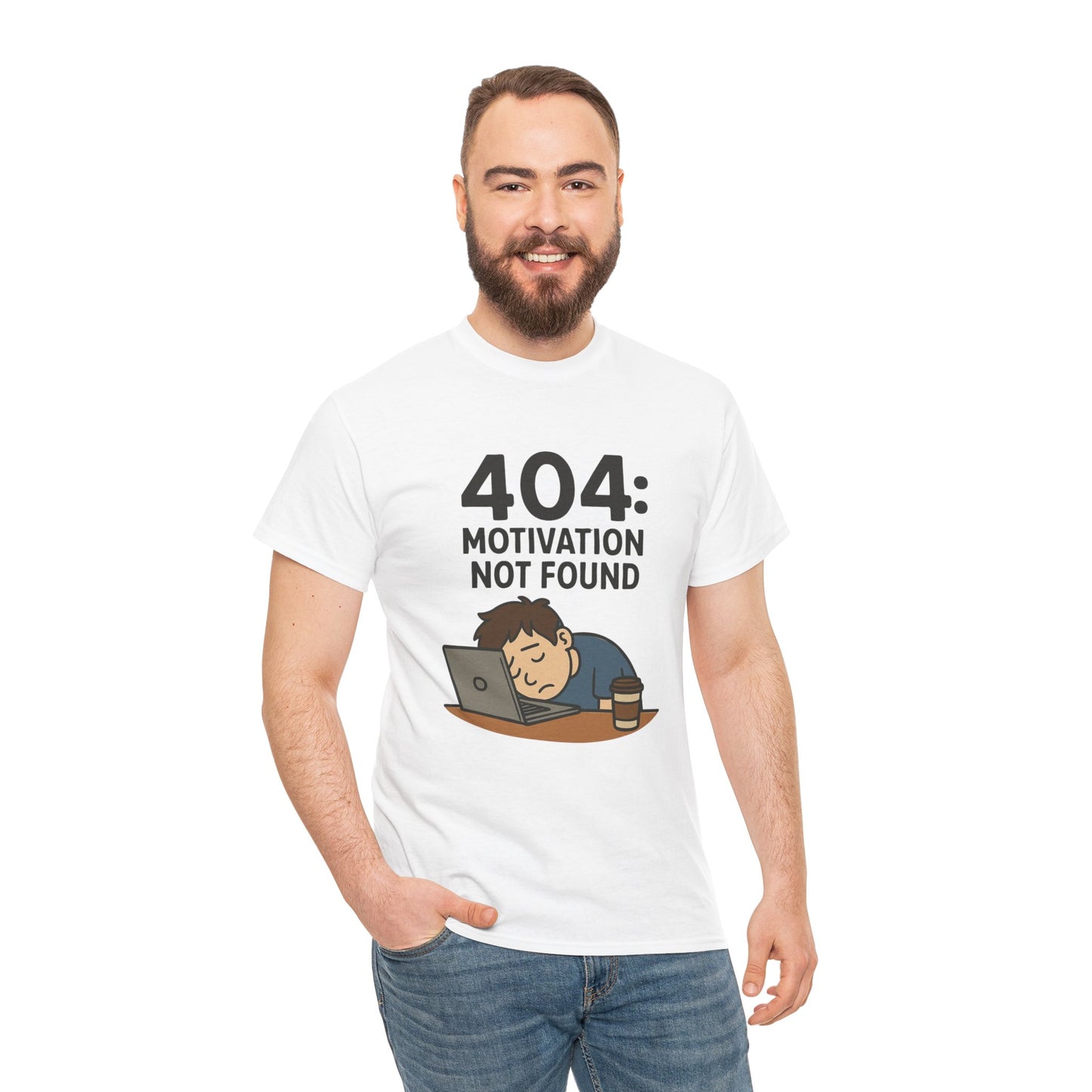 404: Motivation Not Found Tee | Funny Cotton T-Shirt, Gift for Students, Casual Wear, Motivational Humor, Unisex Shirt